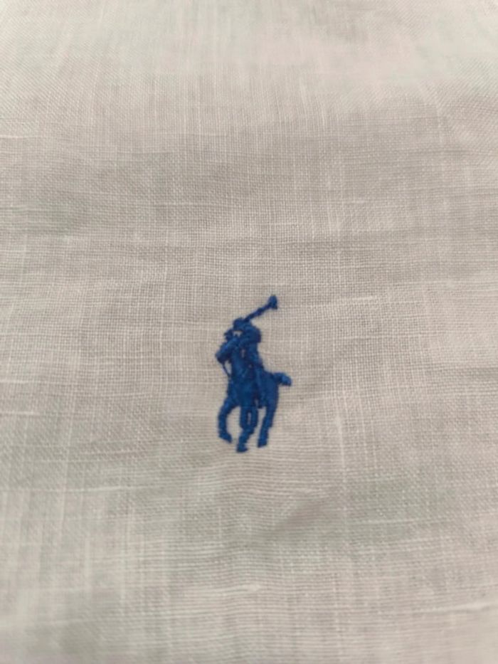 Chemise en Lin - Ralph Lauren - Ocean wash linen - Logo brodé bleu - Blanc - Taille S - photo numéro 8