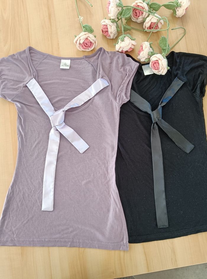 T-shirts  mauve et noir