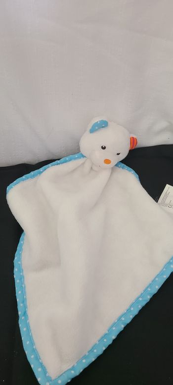 Doudou plat ours blanc bleu pois rayé rose orange Jurong ZD TRADING
