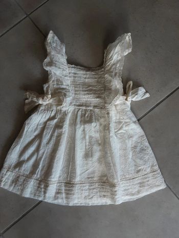 Robe été élégante ceremonie brodé nœuds dentelle crème T. 92cm (18-24 mois) neuf