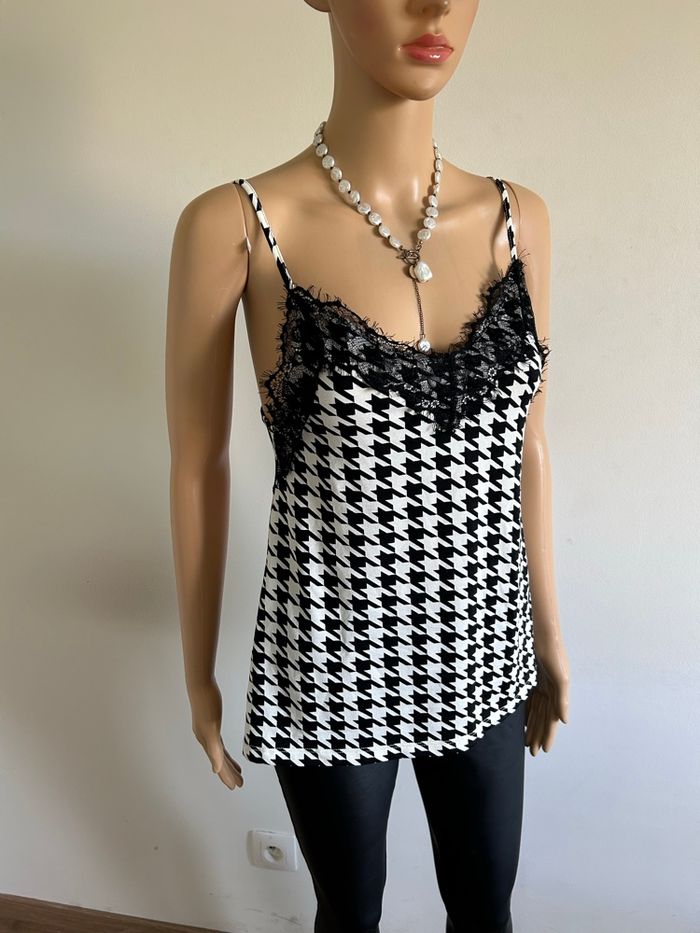 Débardeur noir et écru Amisu taille XS comme neuf - photo numéro 2