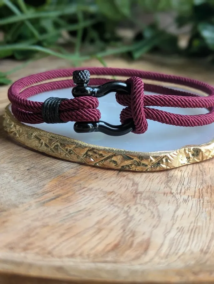 Bracelet esprit marin couleur bordeau - photo numéro 3