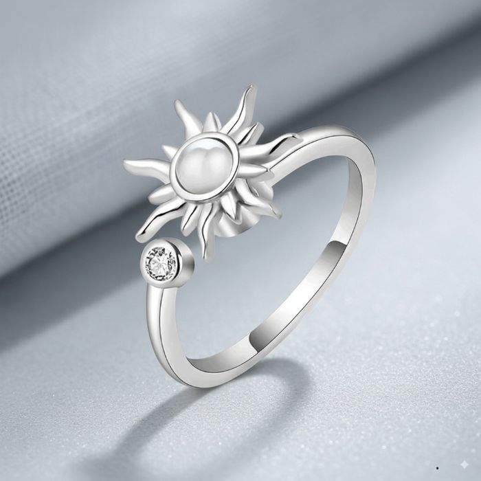Bague anti stress, argenté réglable en acier inoxydable