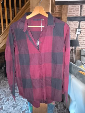 Chemise à carreaux neuve bordeaux et noir