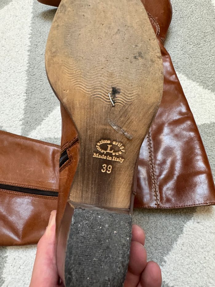 Bottes à talons en cuir Minelli Taille 39 - photo numéro 4