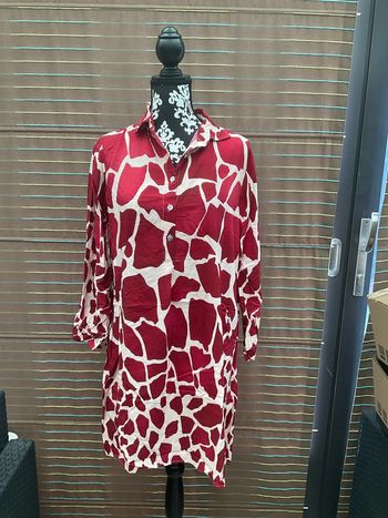 Robe chemise rouge et beige neuve TU (n°2)