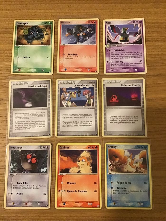 Lot 9 cartes Pokémon anciennes bloc ex rouge feu vert feuille Forces cachées Rubis Saphir