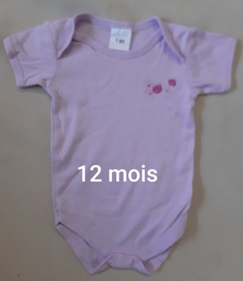 body manches courtes mauve fille - coccinelles - 12 mois