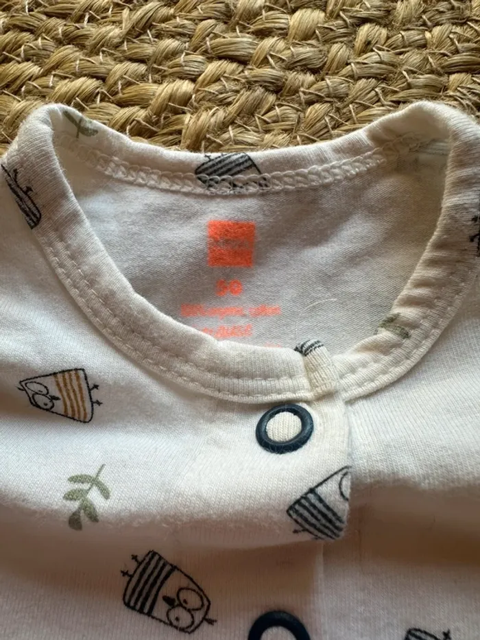 Pyjama naissance mixte Hema 🐥 Blanc à motifs poussins bleus – Taille 50, sans pieds - photo numéro 5