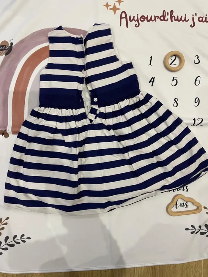 Robe bébé fille blanche & rayée - Taille 2 ans - photo numéro 2