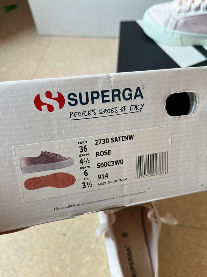 Baskets Superga Rose Satinée Avec Sa Boîte D’origine Taille (36) - photo numéro 10