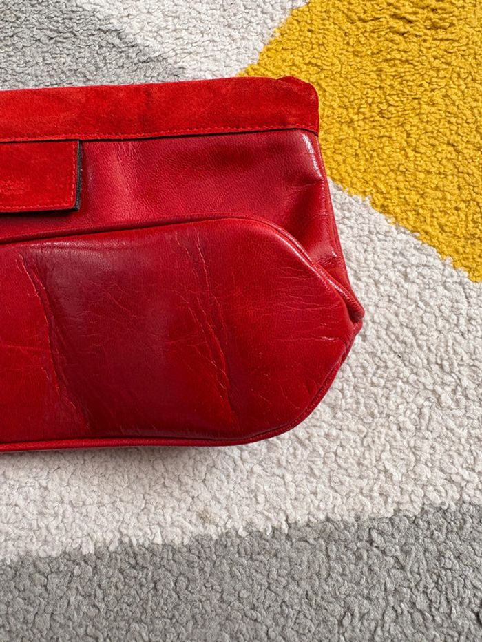Pochette en cuir verni rouge vintage - photo numéro 4