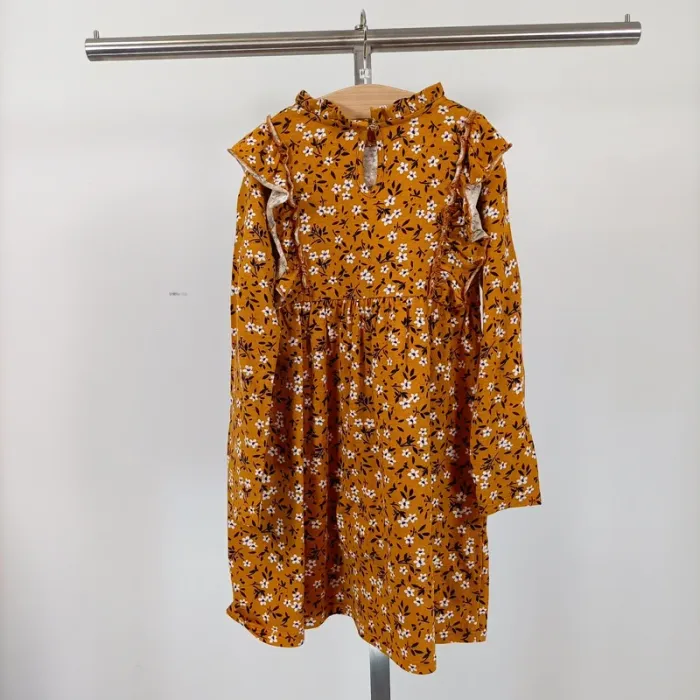Robe ocre jaune moutarde, manches longues, volants sur le haut Cmt atelier A320 - photo numéro 6