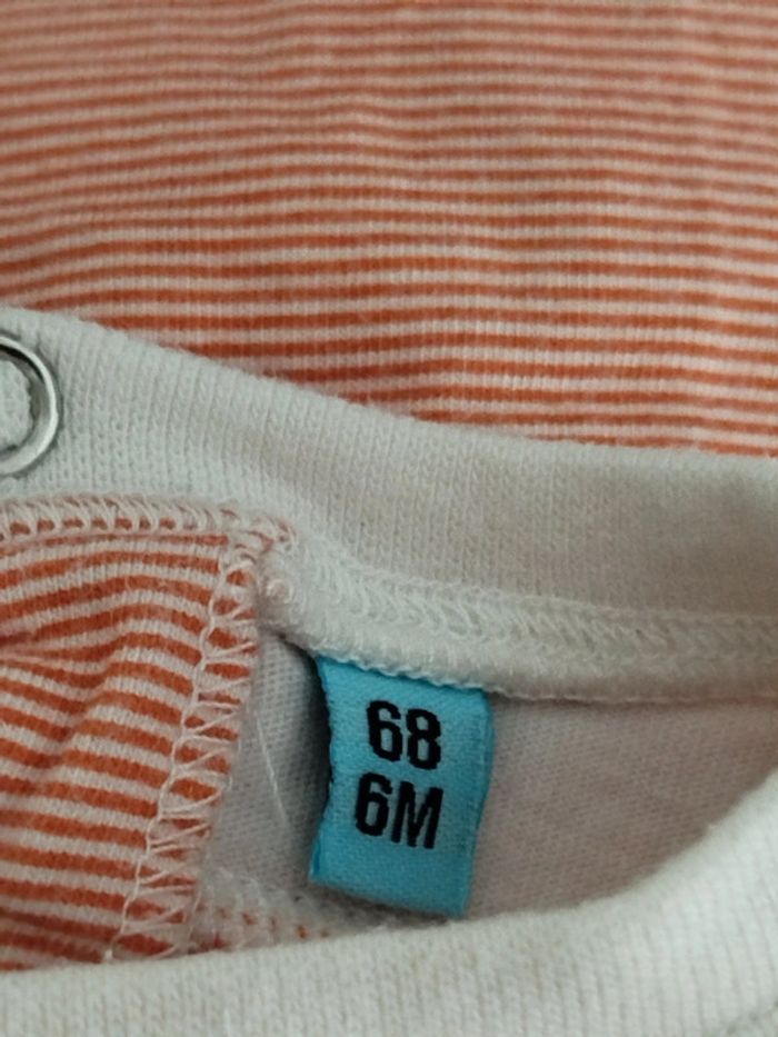 Tee-shirt manches courtes à rayures blanches et orange Knot so bad taille 6 mois - photo numéro 4