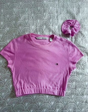T-shirt Tommy Hilfiger rose custom crop top