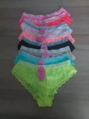 Lot de 5 shorty tanga culotte femme taille XL style dentelle couleur fluo avec etiquette