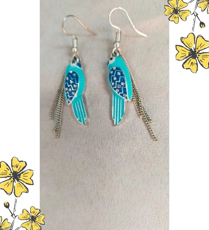 Boucles d’oreilles perroquet bleu & turquoise – Fantaisie originale - photo numéro 6