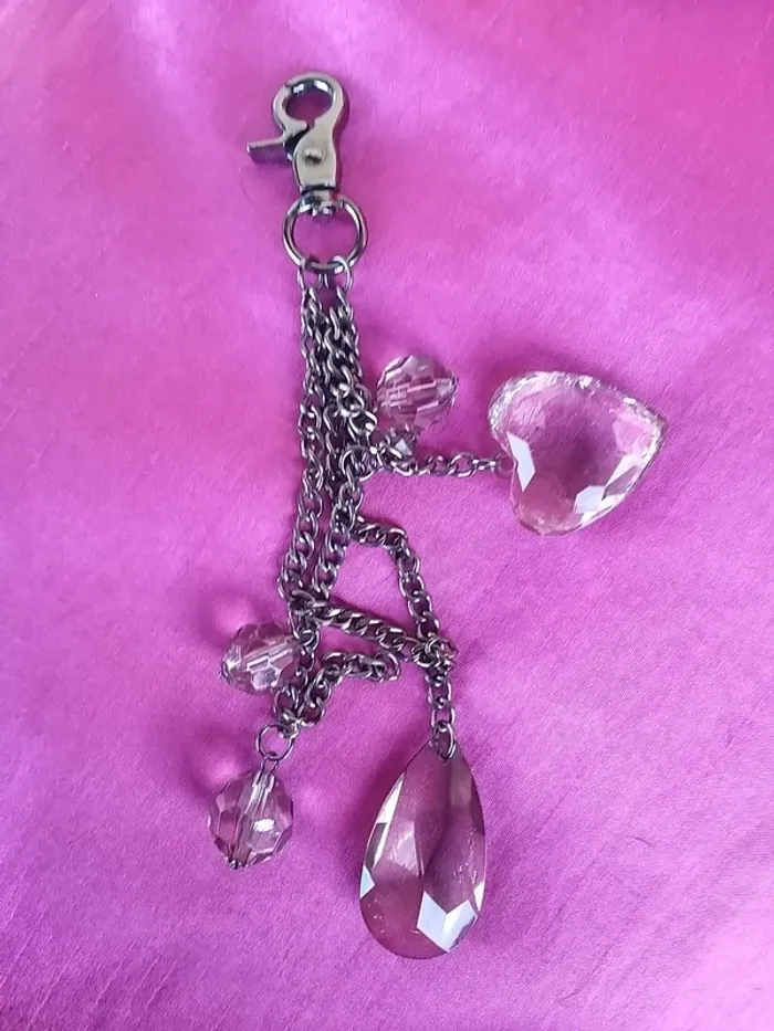 Porte clef /breloque sac argenté et coeur