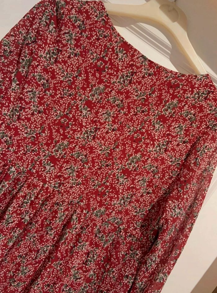 🌸 Robe manches ¾ Lili & Lala rouge imprimée fleuri taille S 36 en polyester - photo numéro 4