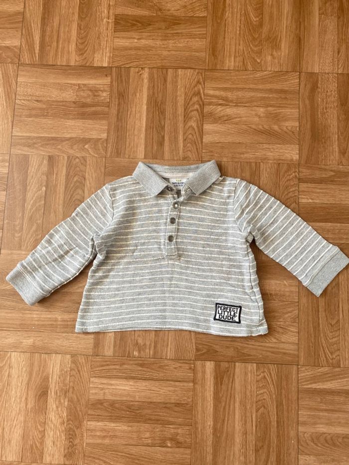 Polo gris à rayures taille 12 mois Tape à l’Oeil