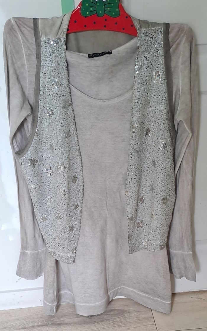 Tunique et veston femmes colorie taupe Made In Intaly taille unique - photo numéro 6