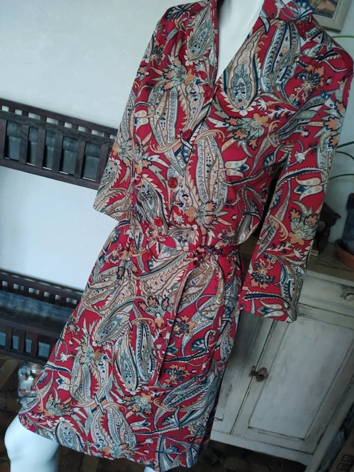 Robe vintage rouge demi saison automne printemps Cachemire cashmere
