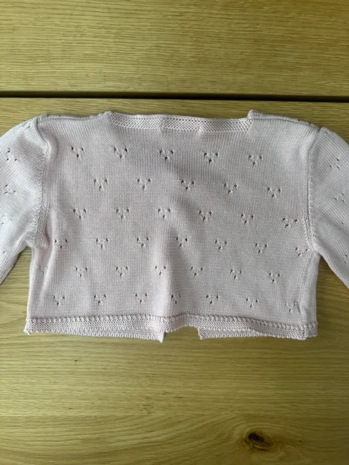 Gilet court ML rose tricoté en 100% coton - Taille 3 Ans - photo numéro 10