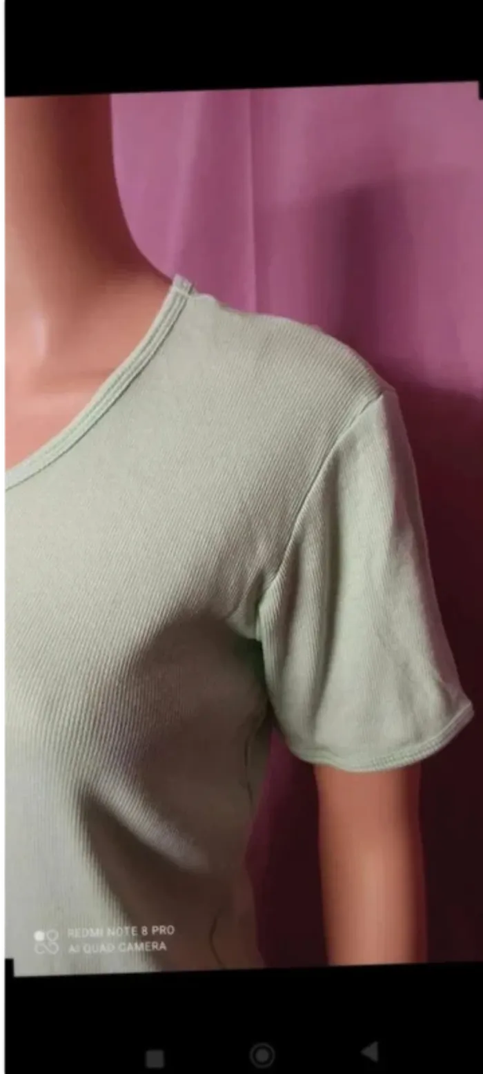 Tee  shirt  vert  anis  taille  s - photo numéro 3