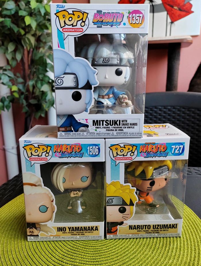 Lot de 3 figurines POP - Naruto/Boruto - Mitsuki, Naruto Uzumaki, Ino Yamanaka, Shippuden