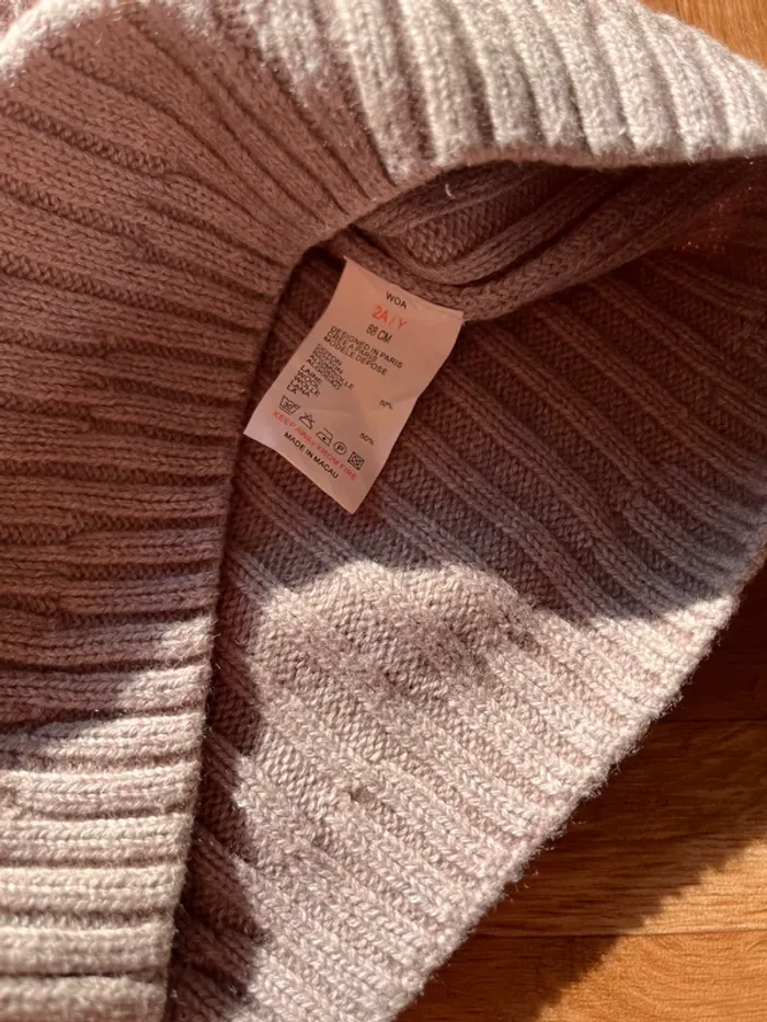 Pull over à rayures marron taille 24 mois WOA - photo numéro 2
