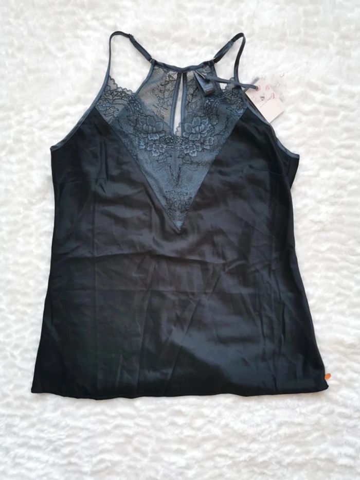 Caraco bustier top lingerie satin et dentelle gris foncé Sylvie Designs S 36 - photo numéro 9
