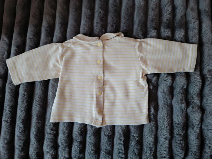 2Euros _ T-shirt col claudine à rayures T. 3 - 6 mois L'Enfant Do - photo numéro 3