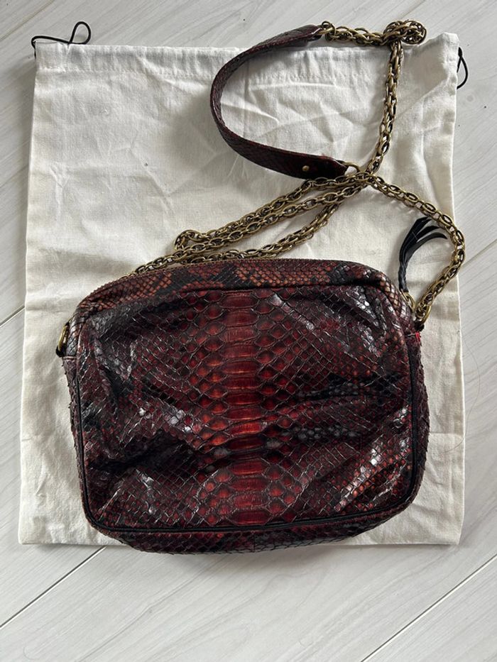 Sac Claris Virot Big Charly python Bordeaux - photo numéro 2