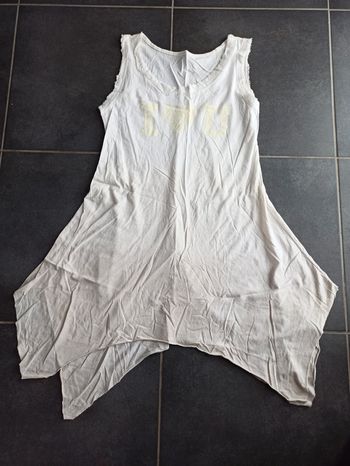 Tunique asymétrique beige "I love you"