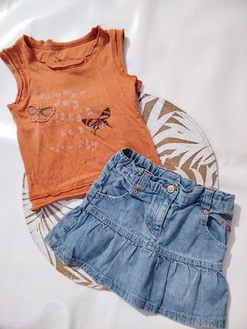 🌼Jupe en jean avec débardeur sans manches 2 ans 86 cm🌼