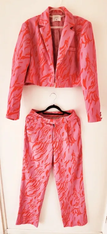 Tailleur femme – Veste courte XL + pantalon assorti – Taille L