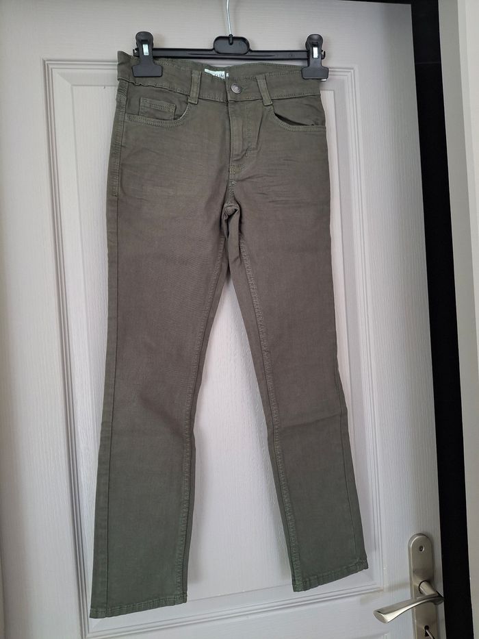 Pantalon garçon kaki slim