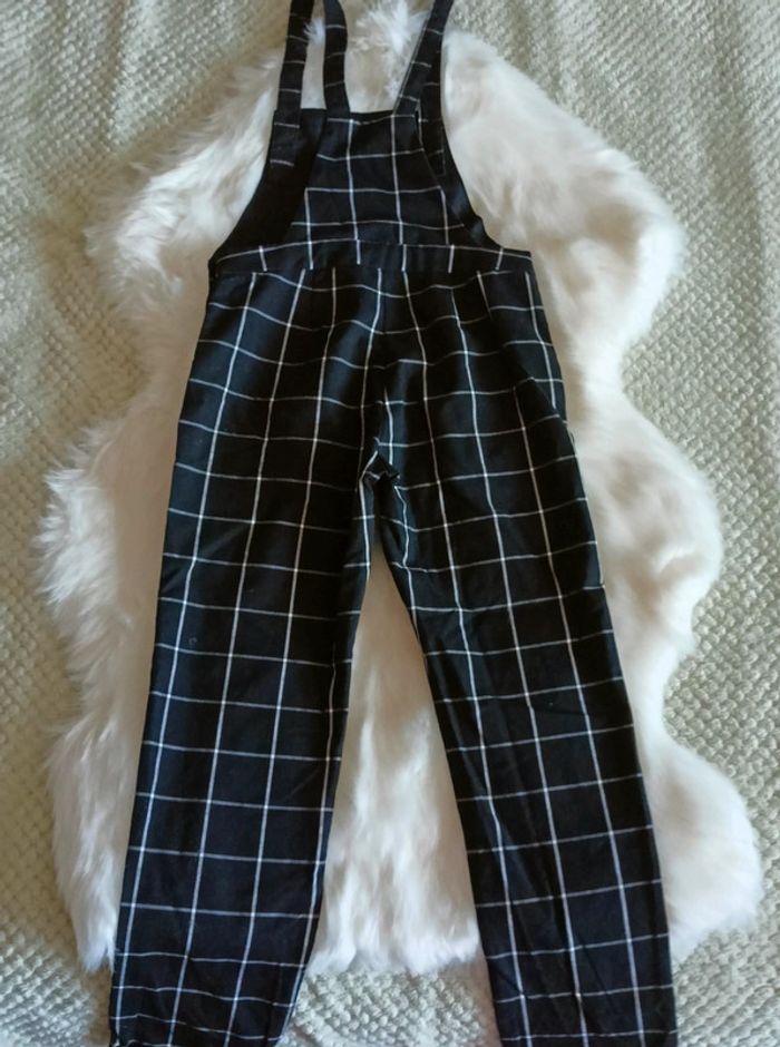 Salopette noir carreaux chic 10 ans - photo numéro 2