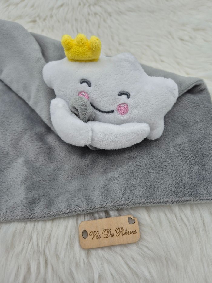Doudou plat blanc gris nuage Bébé Douceur - photo numéro 2
