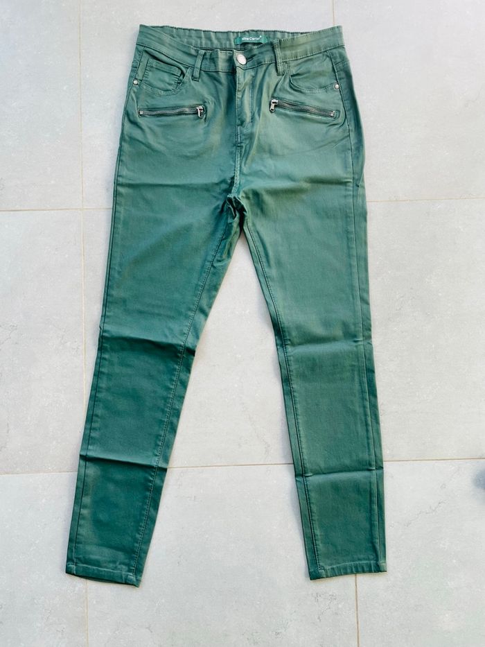Pantalon hiver slim effet huilé vert - photo numéro 5