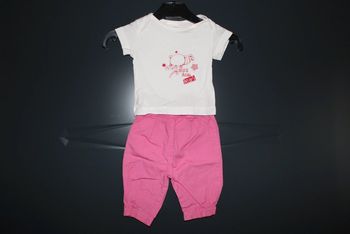 Ensemble léger t-shirt manches courtes + pantalon taille 1 mois 50-54 cm