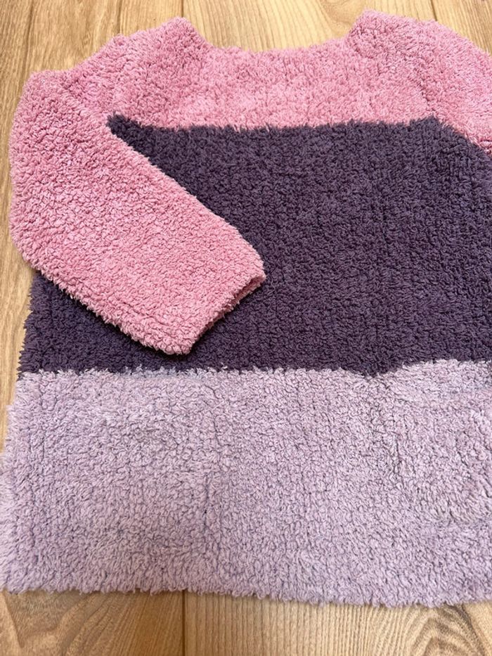 Pull doux fait main rose mauve et Lila 2 ans - photo numéro 4