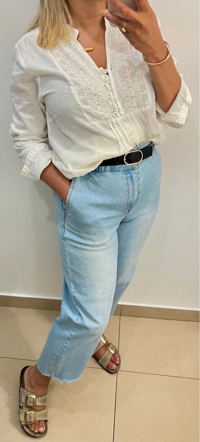 🌿Blouse blanche brodée style bohème Taille M - photo numéro 4