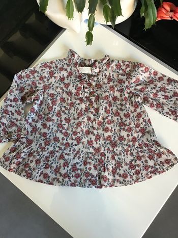 Blouse tunique chemise fleurie fil doré