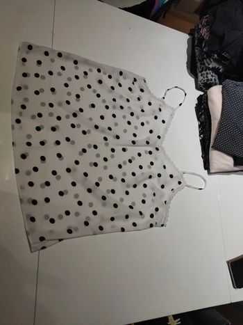 Débardeur blanc a pois camaïeu taille 40
