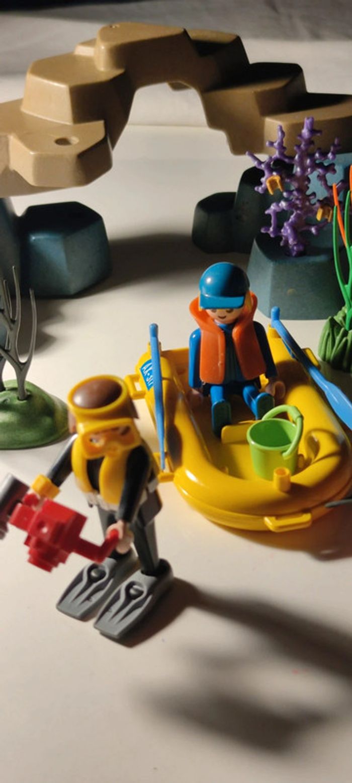 Lot playmobil plongeurs & barque & rochers - photo numéro 6