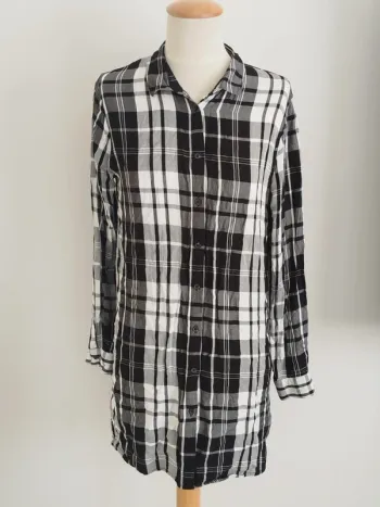 Chemise manches longues à carreaux noir et blanc Tissaia taille XS