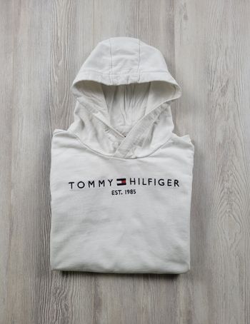 Sweat à capuche Tommy Hilfiger blanc – Taille M – Logo 1985