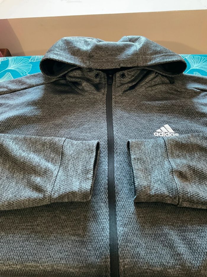 Sweat zippé à capuche pour homme Adidas gris foncé taille L 193 - photo numéro 6