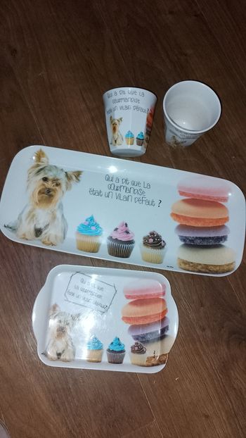 Lot de 2 plateau et 2 gobelets